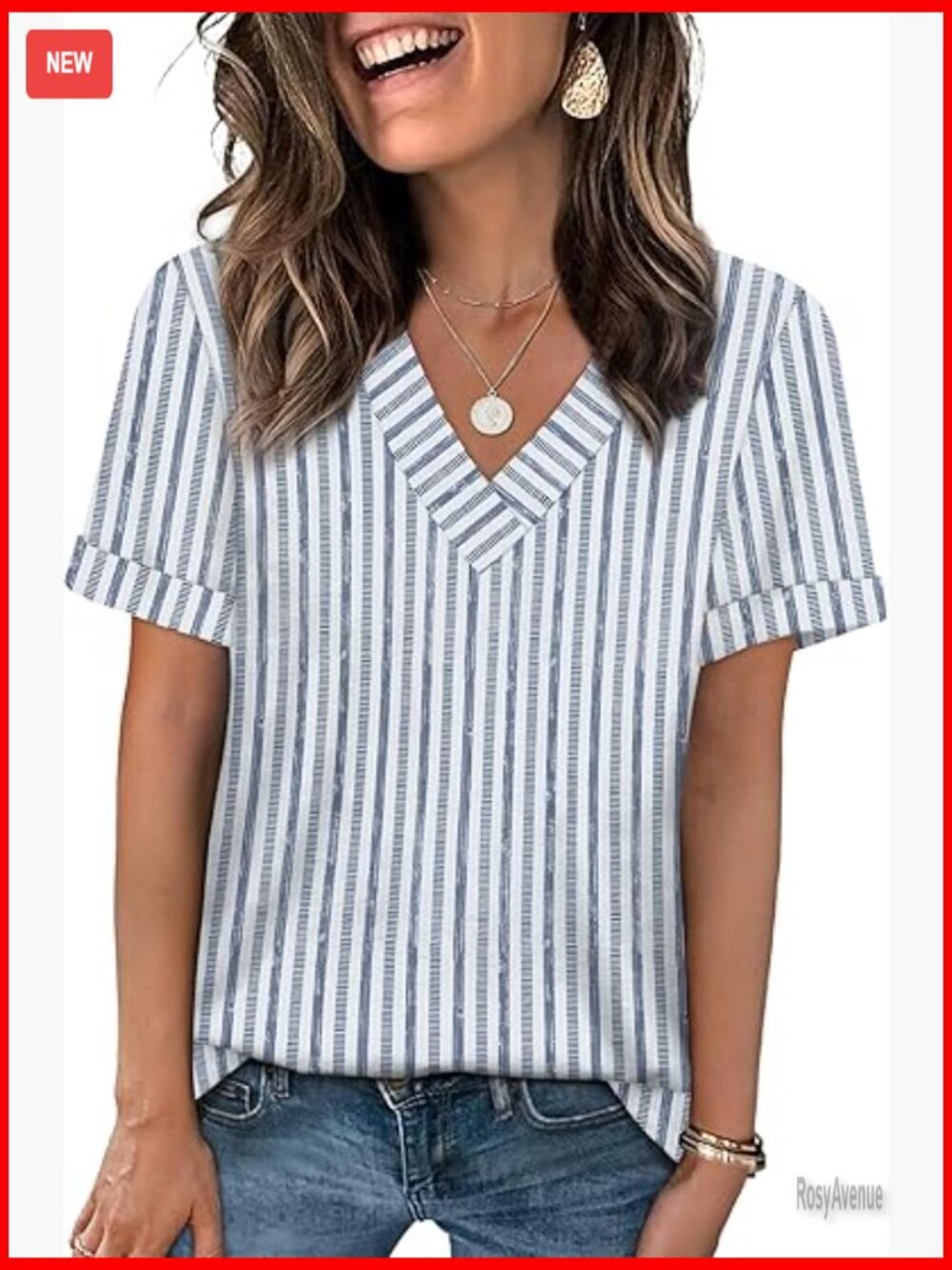 Short Sleeve V Neck T Shirt Trendy Summer Basic Tee